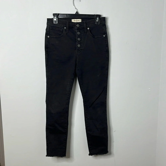 Madewell Berkeley Black 10” High Rise Skinny Jeans Button Through Edition - Picture 2 of 12